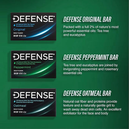 Defense Soap All Natural Peppermint Bar Soap for Men | Made by Wrestlers with Tea Tree Oil & Eucalyptus Oil to Promote Healthy Skin