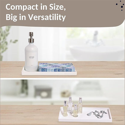 Countertop and Vanity Tray - 11.7" Silicone Bathroom Tray Countertop, Dish Soap Trays for Kitchen Counter, Bathroom Counter Organizer Accessories Caddy, Shower Trays Makeup Mat Oil, White