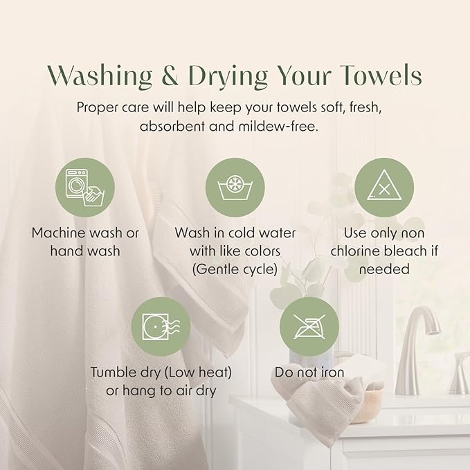 Springtree Home Luxury Bamboo Rayon Bath Towel Set 6 Piece Set | 35% Bamboo Rayon - 65% Cotton | Absorbent Quick-Dry Towels for Bathroom | Oeko-TEX Standard 100 Cotton | Cobblestone