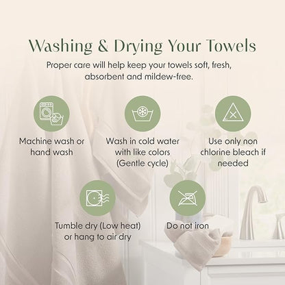 Springtree Home Luxury Bamboo Rayon Bath Towel Set 6 Piece Set | 35% Bamboo Rayon - 65% Cotton | Absorbent Quick-Dry Towels for Bathroom | Oeko-TEX Standard 100 Cotton | Cobblestone