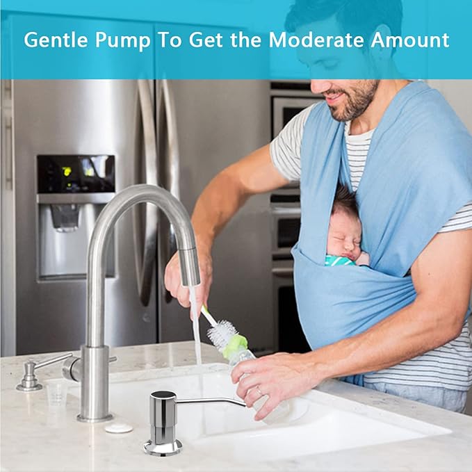 Soap Dispenser for Kitchen Sink, Kichen Sink SoapDispenser, 47" Extension Tube kit, Under Sink SoapDispenser Pump, No Need More Refills, Good Suction Power, Chrome