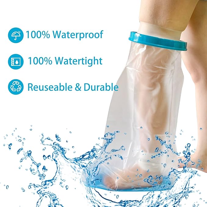 Non-Slip Waterproof Leg Cast Cover for Showering, Reusable Adult Short Leg Cast Protector, Cast Covers for Shower Leg, Cast Bag for Shower, Cast Cover for Showering Foot