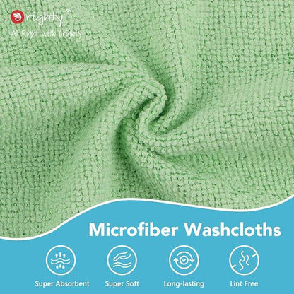 Orighty Washcloths Towels Set 20 Pack, Highly Absorbent and Soft Feel Microfiber Face Cloths, Multi-Purpose Wash Cloths & Hand Towels for Bathroom, Hotel, Spa, and Gym, 11.5x11.5 Inch, Multicolor