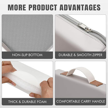 HappyPicnic Waterproof Garden Kneeling Pad - 2" Thick Soft Foam Kneeling Mat for Gardeners with Handle & Removable Cover, Knee Support for Bathing, Grey