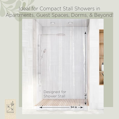 Stitch & Stone Shower Curtain Liner, Premium Medium Weight Durable Waterproof 6g PEVA for Bathroom with Weighted Magnets, Extra Long 54" x 78", Clear 1 Pack