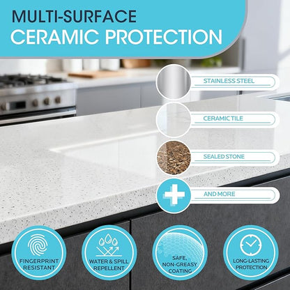 Ceramic Coating Spray for Stainless Steel & Glass - Fingerprint & Water-Spot Repellent, Long-Lasting Surface Protection for Kitchen & Bath (500ml)