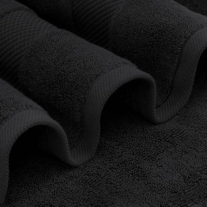 White Classic Luxury Bath Towel Set of 8 Pieces - 100% Turkish Cotton Highly Absorbent Towels for Bathroom, 2 Luxury Bath Towels 700GSM, 2 Hand Towels, 4 Washcloths, Black