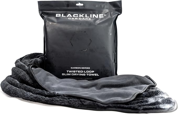 Blackline 24"x36" Slim Twisted-Loop Drying Towel, 800GSM, Streak Free, Lint Free, Reusable - Car Accessories, Bath Towels, Microfiber Cleaning Cloth - One Pass is All You Need