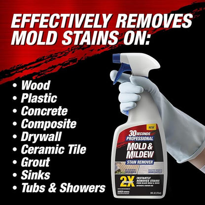 30 SECONDS Pro Mold and Mildew Stain Remover | Scrub Free | Brighter Results Instantly | Ready To Use | 32 Fl. Oz. (2 PACK)