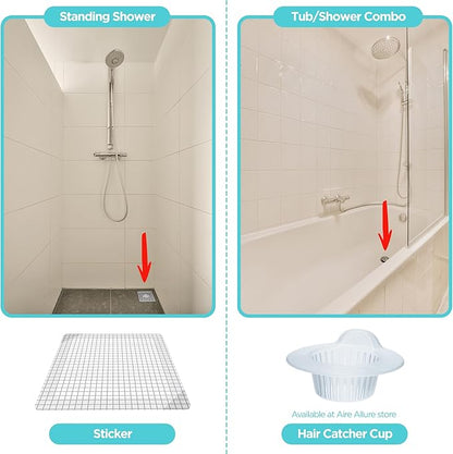 25 Pack, Disposable Shower Drain Hair Catcher Mesh Stickers, 6 inch, Square