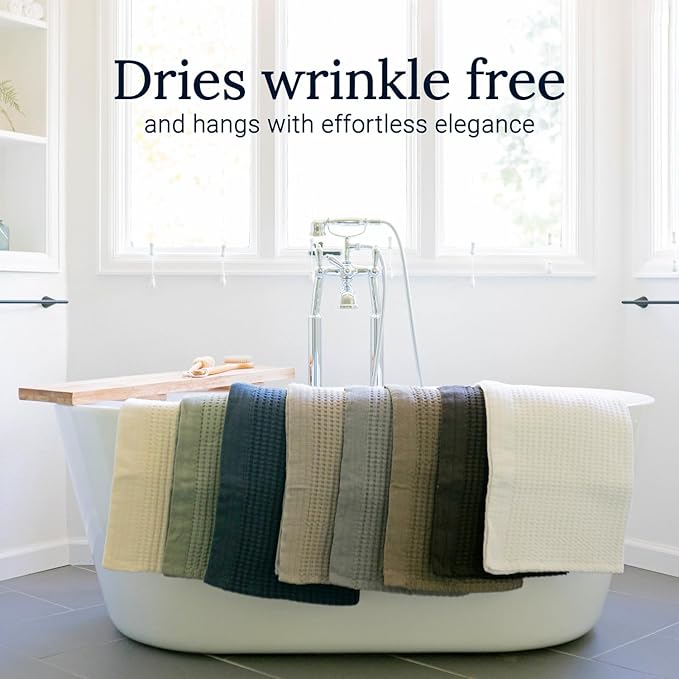 GILDEN TREE Waffle Hand Towels for Bathroom Quick Dry Large Luxury Lint Free Super Absorbent Cotton Hand Towels Set of 2, Modern Style (Midnight Blue)
