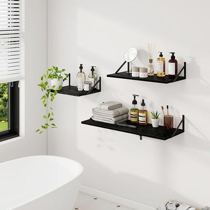Dreamland Wall Shelves Black, Large Floating Shelf 12 * 36 inch Set of 2 Wall Shelves for Dorm, Bookshelf, Living Room, Bedroom, Bathroom