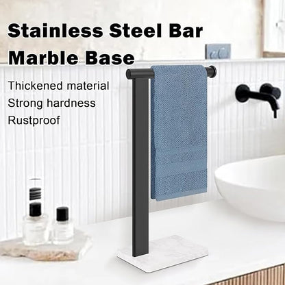 Stainless Steel L-Shaped Hand Towel Holder, SUS304 Bathroom Towel Rack with Thickened Base for Countertop Vanity (Matte Black, Square Base)