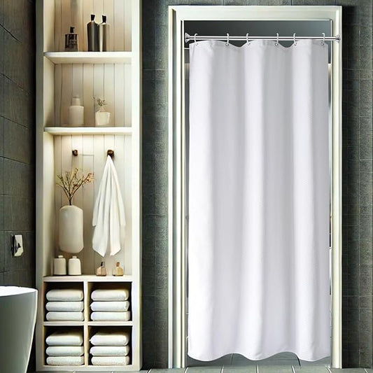 AooHome 36x72 Inch Shower Curtain, Stall Size Fabric Weave Waffle Bathroom Curtain with Hooks, Weighted Hem, Heavy Duty, Water Repellent, 36 Width by 72 Height, White