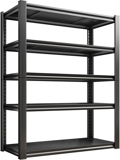 Raybee Storage Shelves, 72" H Garage Shelving, 5-Tier Adjustable Garage Shelves, 2000LBS Metal Shelving for Basement, Garage, Warehouse, Pantry, 72" H x 31.5" W x 16.5" D, Black