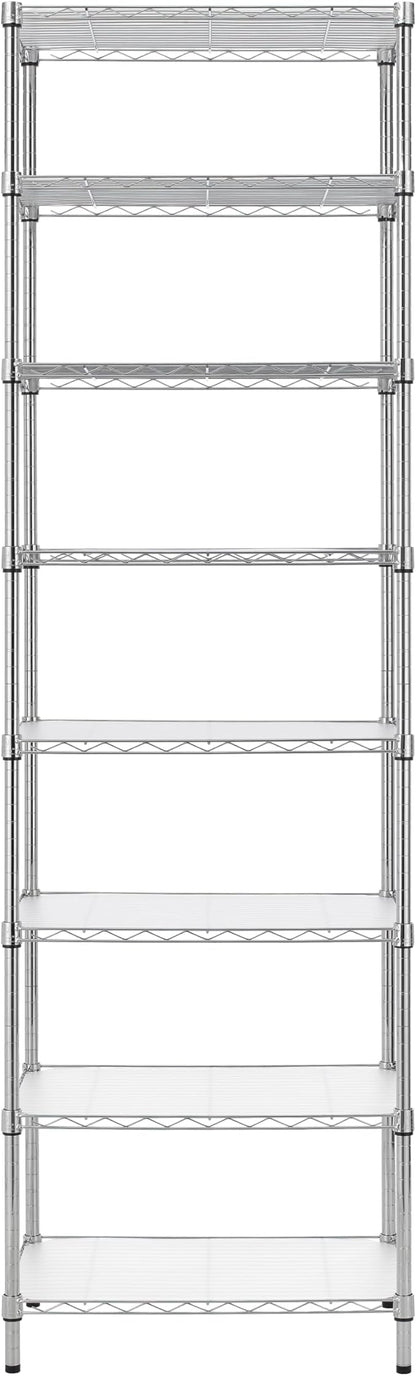 Finnhomy 8-Tier Wire Shelving Unit Adjustable Steel Wire Rack Shelving, 80.7 Inches Height 8 Shelves Metal Storage Rack, Pantry Shelves for Storage with PE mat, NSF Certified, Chrome