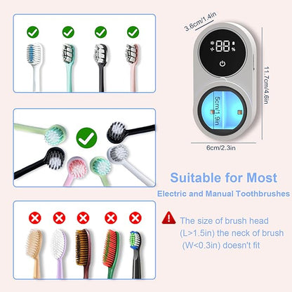 Toothbrush Holder and Cleaner for Bathroom Light Cleaning Fan Drying Round in Circle Automatic Rotating Cover Wall Mounted Smart Home Gadgets (01 White)