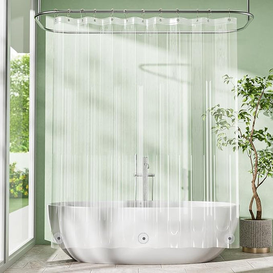 Amazer Long Shower Curtain Liner with Magnets, 72 x 78 Plastic Clear Shower Liner PEVA Waterproof Medium Weight Inside Shower Curtains Liner for Bathroom with Rustproof Grommets