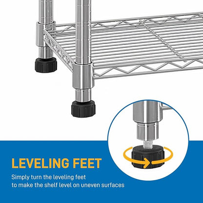4 Tier Storage Racks Shelving, Heavy Steel Pantry Shelves, Adjustable Wire Shelving Rack, Suitable for Garage, Kitchens, Offices, 14" W x 10" D x 31" H, Silver