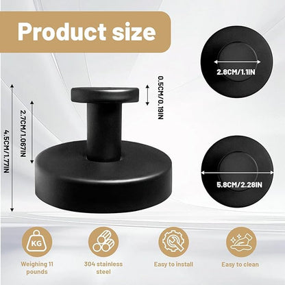 4Pcs New Model No-Drill Suction Cup Hooks for Door Wreaths, Wreath Hangers for Front Door, Suction Cup Hooks for Shower, Removable, Waterproof & Rustproof (Black)