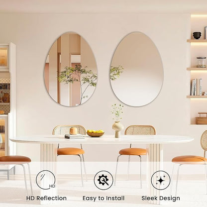 VASUHOME Drop Frameless Bathroom Mirror, 24 x 32 Inch Wall Vanity Mirror, Large Wall Mounted Mirrors for Bathroom, Living Room, Bedroom