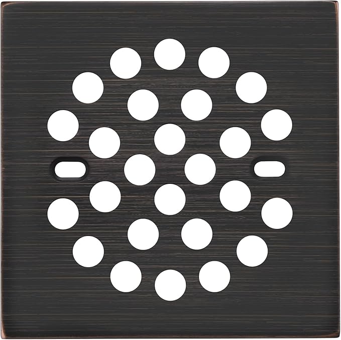 RRAJJ Square Improve 4-1/4 Inch(108mm*108mm) Screw-in Shower Floor Drain Grate Strainer (Oil Rubbed Bronze)