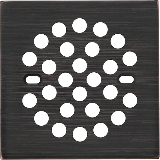 RRAJJ Square Improve 4-1/4 Inch(108mm*108mm) Screw-in Shower Floor Drain Grate Strainer (Oil Rubbed Bronze)