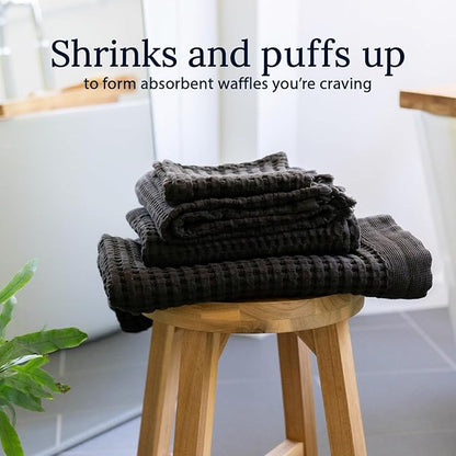 GILDEN TREE Waffle Hand Towels for Bathroom Quick Dry Large Luxury Lint Free Super Absorbent Cotton Hand Towels Set of 2, Modern Style (Faded Black)