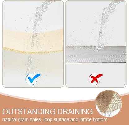 joyhalo Anti Slip Shower Mats, 24'' x 24'' Non Slip Bath Mat for Inside Shower, Bath Tub Mats, PVC Loofah, Beige
