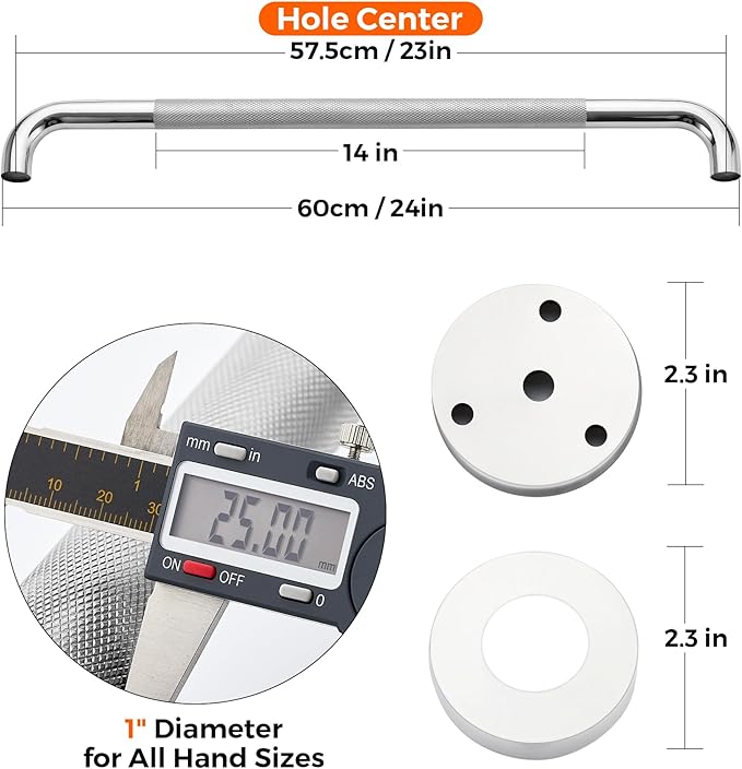 Grab Bars for Shower, 1 Pack 24-Inch Anti Slip Shower Handles for Elderly, Safety Shower Grab Bar, Stainless Steel Handicap Grab Bars for Bathroom (Polished Nickel 1" Diameter)