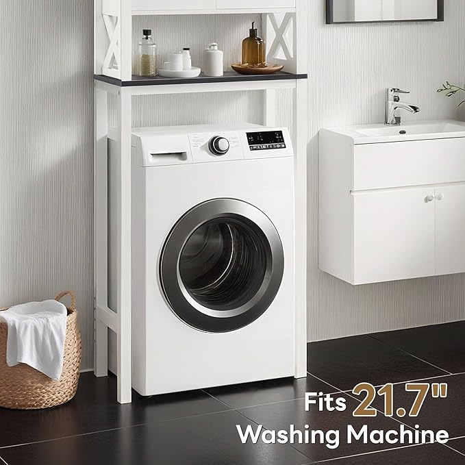 ivinta Over The Toilet Storage Cabinet, 3-Tier Bathroom Storage Cabinet with Adjustable Shelf and Doors, Freestanding Space Saver Above Toilet for Bathroom Laundry Restroom BT09 (White)