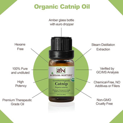 Catnip Essential Oil USDA Certified Organic, 100% Pure Natural Premium Grade, Undiluted