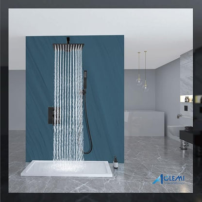 Aolemi Shower Faucet Set Rain Shower System with Handheld Spray Bathroom Shower Combo Rough-in Valve and Shower Trim Kit Included Oil Rubbed Bronze 10 Inch Wall Mount Shower Head