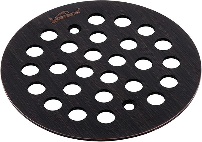 4-1/4Inch Screw-in Shower Strainer Drain Cover Replacement Floor Strainer Floor Drain (Oil Rubbed Bronze)