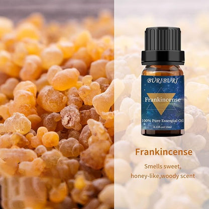 BURIBURI Sandalwood Essential Oil and Frankincense Essential Oil, 2Pack Aromatherapy Sandalwood Oil Winter Gift Set 10MLx2