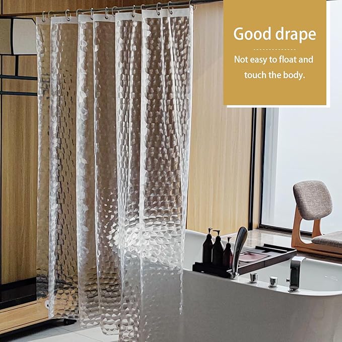 NTBAY EVA Clear Shower Curtain with Water Cube, Water-Repellent Liner with 3 Magnets for Bathroom, 72x84 Inches