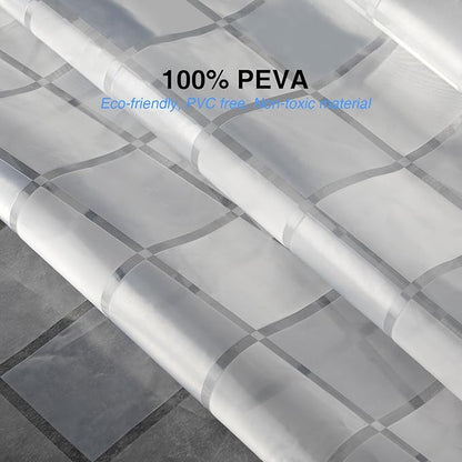 WELTRXE EVA Shower Curtain Liner 72x72 Inch 8G Heavy Duty Clear Shower Liner with Design, Plastic Shower Curtains for Bathroom Bathtub, Shower Stall, 3D Frosted Square Pattern, 3 Magnets