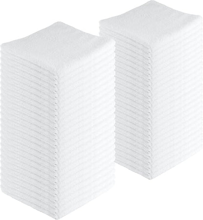 Microfiber Cleaning Cloths,48 Pack, 16"x16", All-Purpose, Softer, Highly Absorbent, Lint-Free, Reusable, Washable Pro Towels, White, for House, Kitchen, Bathroom, Car, Office