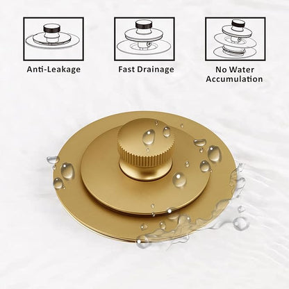 Artiwell Bath Tub Drain Trim Set Conversion Kit Assembly, With Easy Installation Lift and Turn Twist Bathdrain Stopper and Two Holes Tub Drain Overflow Faceplate,Fit Most Bath Drains, Champagne Bronze