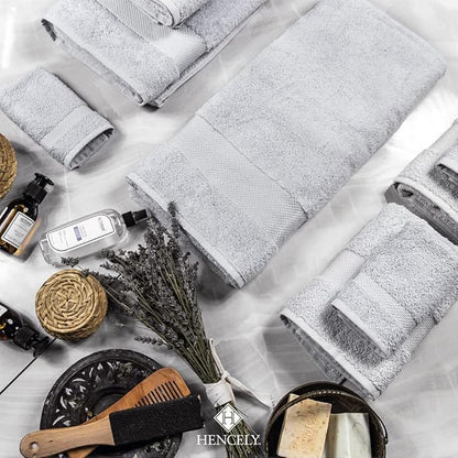 Hencely Bath Sheet Set of 2 - (35x64 Inches) - Luxury Extra Large Oversized Towels, 100% Cotton - Quick Dry, Highly Absorbent, Super Soft - Spa, Hotel, Bathroom - (Bath Sheets 2 Pack, Silver)