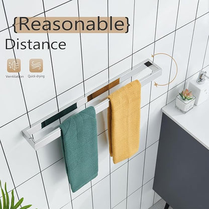 KOKOSIRI Towel Holder Chrome Bath Towel Bar Rack 24-Inch Kitchen Holder Polished Stainless Steel for Bathroom Hardware Wall Mounted, 1 Pack B4008CH-L24