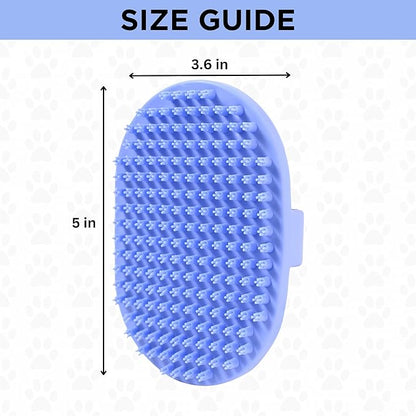 We Love Doodles (Short Pins) Pet Rubber Bath Brush and Dog Shampoo (Bundle) - for Shower Scrubbing & Soothing Massage and Organic Dog Shampoo, Conditioner & Detangler - Made in The USA