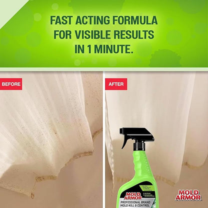 Mold Armor Professional Brand Mold Kill & Control Spray, 32 oz., Hard Surface Mold and Mildew Remover, Visible Results in Minutes, Eliminates Bacteria and Viruses