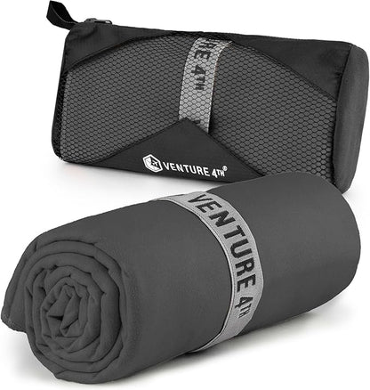 VENTURE 4TH Quick Dry Towel. Microfiber Travel Towel Ideal for Camping, Hiking, Backpacking, Gym. Lightweight & Fast Drying Travel Towels for Body. Compact & Easy to Pack - Charcoal Medium