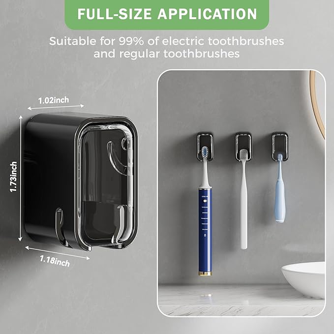 2-Pack Innovative Single Slot Toothbrush Holders with Cover – Wall-Mounted, Hygienic Storage for Bathroom & Shower, Ideal for Family and Travel