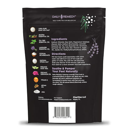 Calming Lavender Foot Soak with Epsom Salt, Made in USA, Foot Soak Soothes Tired Feet, Athletes Foot, Stubborn Foot Odor, Softens Calluses & Helps Treat Toenail, 16 oz 1 lb