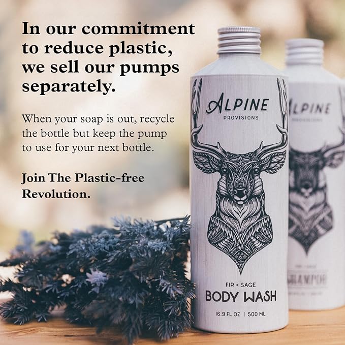 Alpine Provisions Earthy Rosemary + Mint Body Wash – Nutrient-Rich with Chamomile & White Tea Extracts – Vegan, Sulfate-Free, Plastic-Free Packaging – 16.9 fl oz - Natural and Moisturizing Body Wash
