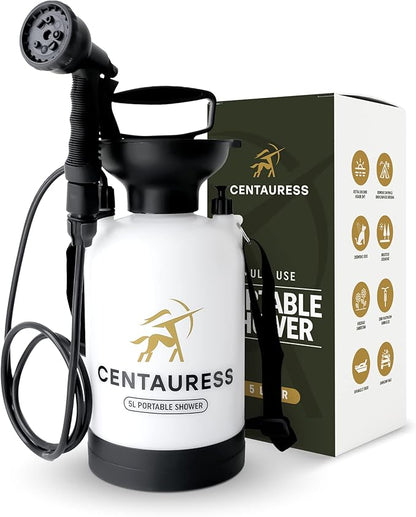 Portable Camping Shower Pump w/ Showerhead Holder and Safety Valve (45 PSI) - Portable Shower for Camping - Surf Rinse Kit - Beach Shower Pump – Camp Shower Kit - Portable Outdoor Shower Camping