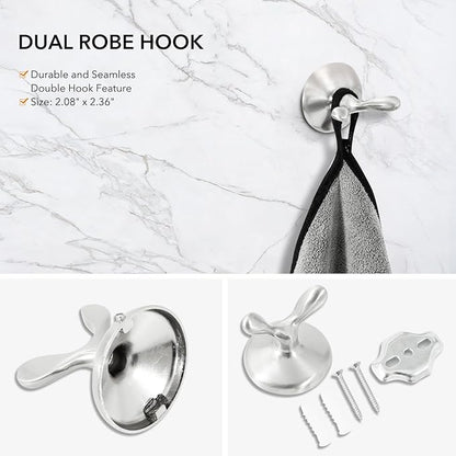 4 Piece Bathroom Hand Towel Holder Set, Adjustable Towel Racks for Bathroom Wall Mounted, Stainless Steel Brushed Nickel Towels Bar, 24 Inch Bath Room Accessories Set