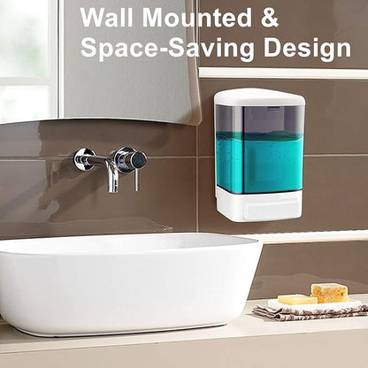Soap Dispenser Wall Mount 1000ml (33.8oz)–Commercial Heavy-Duty Plastic Liquid Dispenser for Soap,Shampoo,Hand Sanitizer–Manual Pump for Bathroom, Kitchen,Restaurant,Hotel (4 pack-1000ml)
